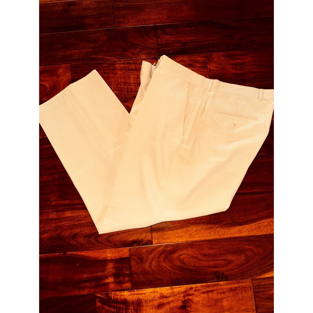 Pusser's West Indies Silk Cotton Pants Men 40x30 Tan Excellent Flat Front Slacks